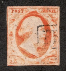 1852 Netherlands Sc# 3 - 15¢ King William III - Used postage stamp Cv$130 - Picture 1 of 1