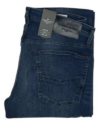 Cross Jeans Damien Stretch Jeans Hose Dark Blue Crincle Slim Fit E198-031 1.Wahl - Bild 1 von 4