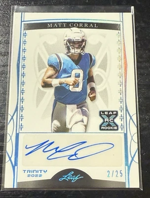 2022 Leaf Trinity Football Emerald Foil Auto 2/25 Matt Corral #BA-MC2 - Image 1 of 3