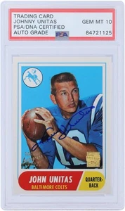 Johnny Unitas Colts Signed 2000 Topps Archives 1968 Reprint #100 PSA 10 Card - Picture 1 of 2