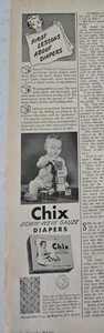 Vintage Chix Baby Diapers down weve gauze Building blocks ad  - Picture 1 of 1