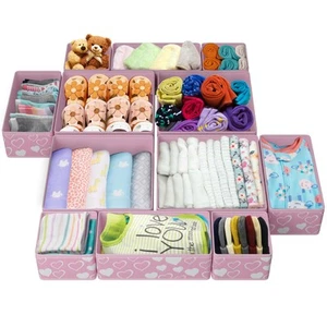 Drawer Organizer for Clothing - Pink with White Hearts | 12-Pack | Foldable |... - Picture 1 of 7