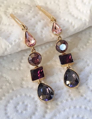 Pendientes Swarovski Lisanne Cristal Piedras 4 Colores Joyería Usada  Foto 1 de 4