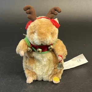 Gemmy Dancing Singing Rudy Hamster Reindeer Jingle Bells 6.5" Cute Holiday Decor - Picture 1 of 13