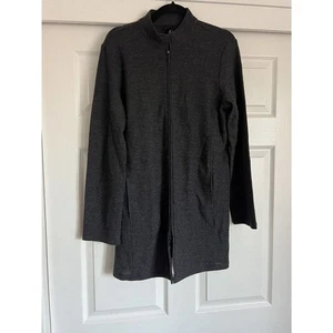 Eileen Fisher giacca donna taglia media grigio scuro/nero maglia full zip - Foto 1 di 6