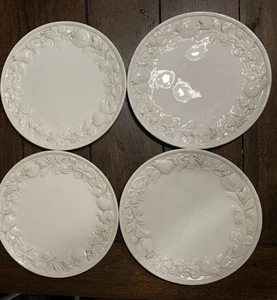 4er Set Vintage Pier 1 Granatapfel Speiseteller weiß 11 1/4" Italien - Bild 1 von 10