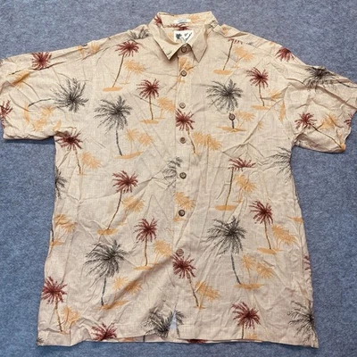 Camisa Hawaiana Ron Chereskin Para Hombre XL Rayón Palmera Beige Tropical Foto 1 de 4