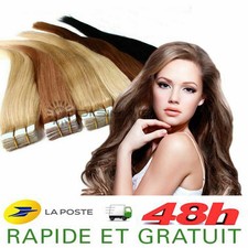 10-40 EXTENSIONS CHEVEUX NATUREL A FROID TAPE BANDES ADHESIVES REMY HAIR 53-60CM