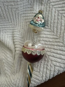 Vintage Christborn Germany Glass Clown Finial Coil Spring Christmas Ornament - Picture 1 of 8