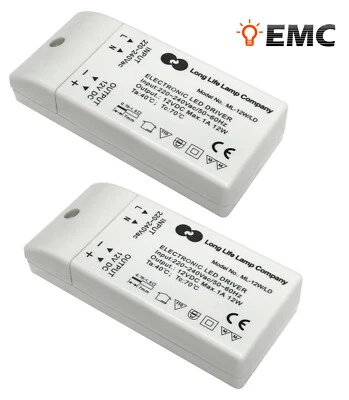 LONG LIFE LAMP COMPANY 2 x LED Driver Transformer for MR16 MR11 LED Bulbs 12v