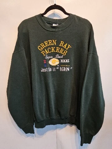 Vintage Green Bay Packers NFL Football Crewneck Sweatshirt Mens 2XL Super Bowl Cover