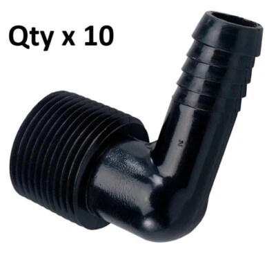 ORBIT ~ 3/4" MNPT x 1/2" Barbed Elbow Fitting Insert Tubing, 10 Ct. , 37168 - Image 1 of 2
