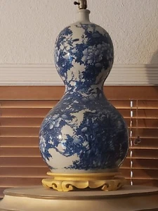 HUGE 19TH C PALACE SIZE BLUE AND WHITE IMARI Double gourd VASE 26" - Picture 1 of 9