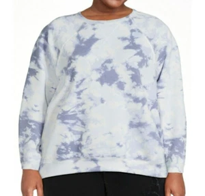 Women's Tie Dye Sweatshirt Blue Long Sleeve Soft Pullover Plus Size 2XL NEW - Picture 1 of 2