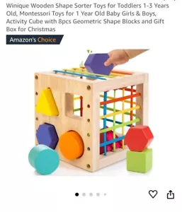 Wooden Shape Sorter Toys for Toddlers 1-3 Years Old Montessori Toys New Baby Toy - Picture 1 of 10