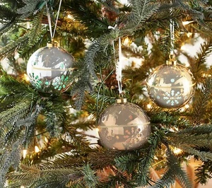 Lightscapes S/3 4" beleuchtet Urlaub Weihnachten ausgeschnittene Ornamente Metallic QVC - Bild 1 von 8