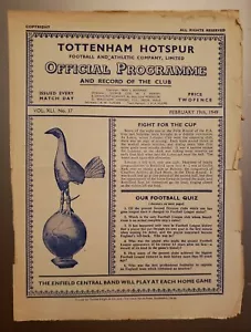Tottenham Hotspur v West Ham United Programme 19/02/49 - Picture 1 of 1
