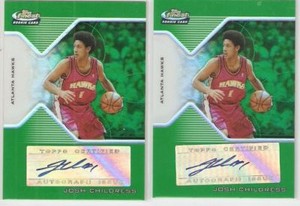 2004-05 TOPPS Finest Green Refractor AUTOGRAPH Josh Childress Rookie Serial #/29