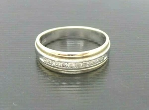 STUNNING 10K 2TONE MEN'S DIAMOND BAND RING .25 tcw SZ 8.25 G120059-3 3.77 grams  - Picture 1 of 9
