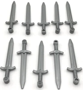 Lego 10 New Dark Bluish Gray Minifigure Weapon Swords Greatsword Pointed Parts - Picture 1 of 1
