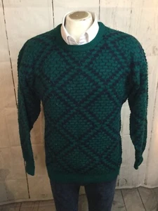 Suéter Tejido Estampado Geométrico Años 90 De Colección Para Hombres Talla L Verde Vasco Retro 100% Acrílico - Imagen 1 de 5