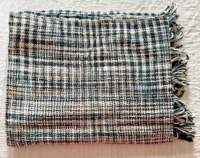 Tanga by Surya Throw Blanket, Gray/White Fringed Edge Black White Plaid Warm - Image 1 of 4