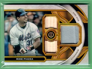 2023 Topps Tribute Mike Piazza Triple Relic Gold #/75 Bat Jersey Mets SP - Picture 1 of 2
