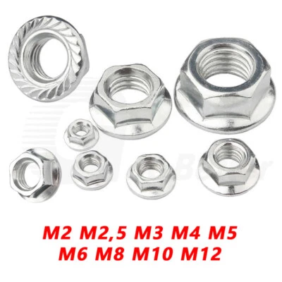 Sperrzahnmutter Flanschmutter M2 M2,5 M3 M4 M5 M6 M8 M10 M12 DIN 6923 Vernickelt - Bild 1 von 4