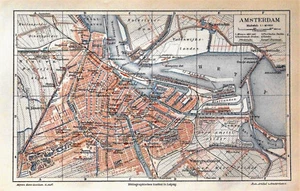 1902 Original Topographisch. Karte von AMSTERDAM,NIEDERLANDE,HOLLAND,NIEDERLANDE Meyers. - Bild 1 von 1