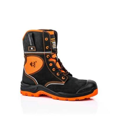 BuckBootz BVIZ6 S3 Orange/Black High Vis Waterproof Safety High-Leg Lace Boot