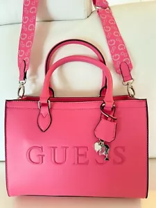 NWT GUESS FINNIAN TOTE SATCHEL CROSSBODY BAG PUNCH PINK - Picture 1 of 7