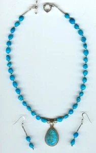 Ciondolo turchese e pepite della bella addormentata collana e orecchino gioielli set 2 - Foto 1 di 3