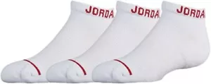 JORDAN Kids 3-Pair Low Cut Jordan Basketball Socks - White- Size XXS 7C- 10C - Picture 1 of 1