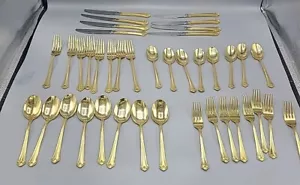 Vajilla Faberware 18/0 en tono dorado con electroplaca 40 piezas estuche - Imagen 1 de 8