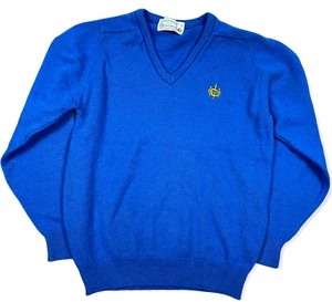 Vintage Glenmuir Wool Knit Blue Equestrian Embroidery Sweater Scotland Small 38 - Picture 1 of 8