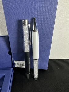 Swarovski Crystalline Ballpoint Pen Set Crystal stardust 1 Black & 1 White NIB - Picture 1 of 13