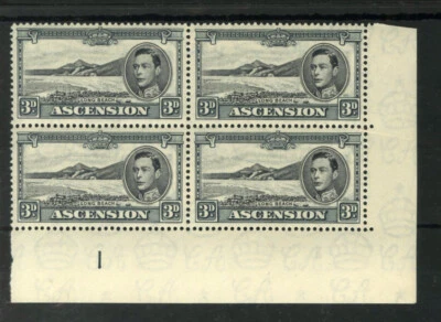 M1716 Ascension 1940 SG42a - 3d black & grey corner PLATE (1) block of 4. - Изображение 1 из 2