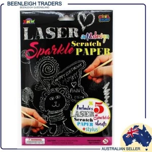 SCRATCH ART PAPER Laser Sparkle Includes Scratch Tool Brand New - Picture 1 of 6