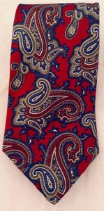 Vtg Surrey Neck Tie 100% Italian Silk Red Blue Paisley 3 3/4 Inches Wide Necktie - Picture 1 of 3