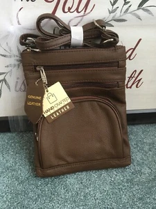 DAMEN GELDBÖRSE VIVOI MULTI-POCKET ECHT LEDER CROSS BODY BAG BRAUN - Bild 1 von 9