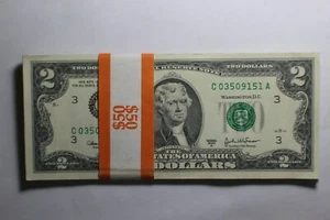2003 A $2 Note Pack of 25 Consecutive Notes Philadelphia - Picture 1 of 3