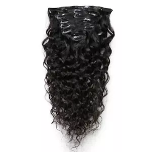 Loose Wave Clip In Human Hair Extension Curly Brazilian Remy Hair Clips In 100g - Picture 1 of 12