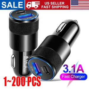 Dual USB PD Type-C Car Charger 30W Fast Adapter For iPhone 14 13 11 Pro Max lot - Picture 1 of 8