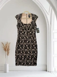 Jax Dress Women’s Size 10 Black Nude Lace Bodycon Sheath Summer Party Event NWT - Picture 1 of 22