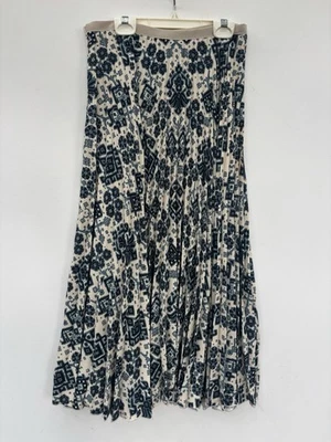 Юбка Vanessa Bruno 40 синяя бежевая пейсли плиссированная миди - Изображение 1 из 4