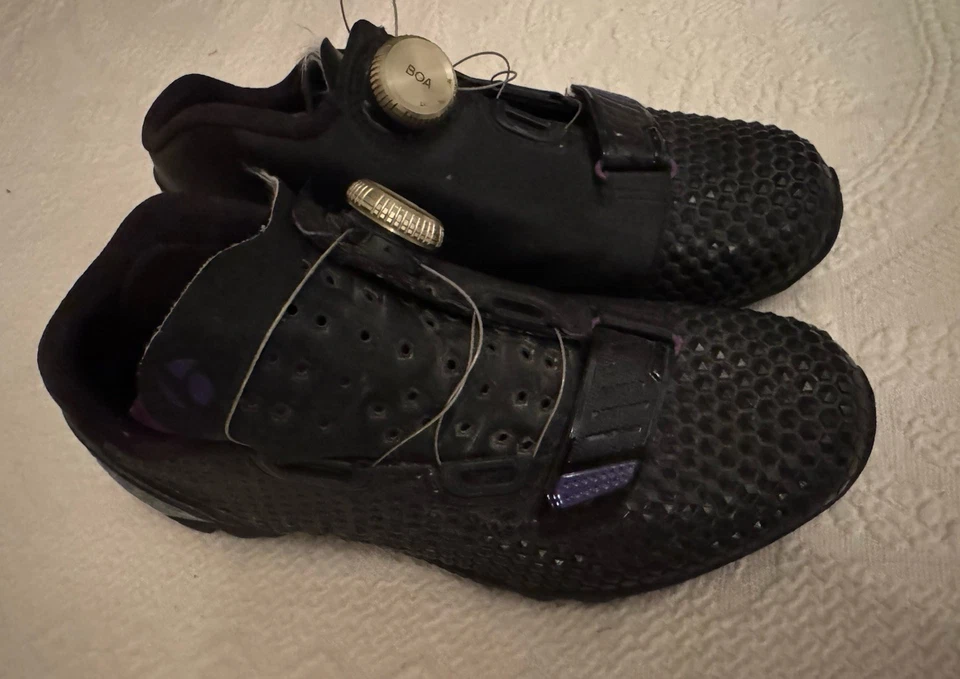 Sapatos de ciclismo Bontrager personalizado MTB cascalho dourado BOA roxo preto tachas 39 W 7,5 - Imagem 1 de 4