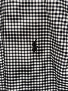 Polo Ralph Lauren Shirt Mens Large Black White Gingham Check Slim Fit Easy Care - Picture 1 of 4