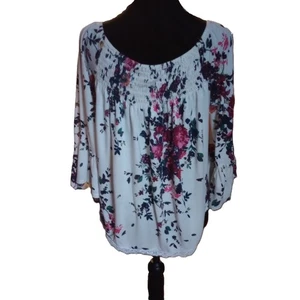 Eyeshadow Women's Size Medium Floral Smocked Peasant Blouse - Picture 1 of 7