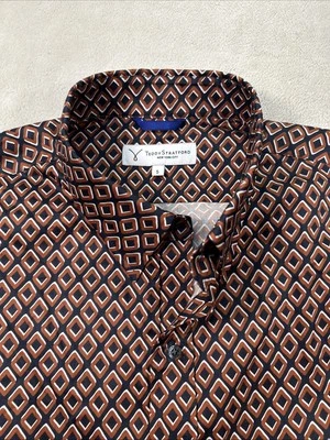 Teddy Stratford Shirt Men Sz 5 XL? Hidden Zipper Button Down Long Sleeve Brown - Image 1 of 4