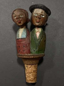 Tapón de corcho mecánico vintage para botella de vino de madera tallada a mano - Imagen 1 de 7